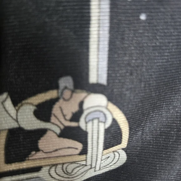 Vtg 70s Art Deco Woman Black Nylon Long Sleeve Shirt - Picture 2 of 8